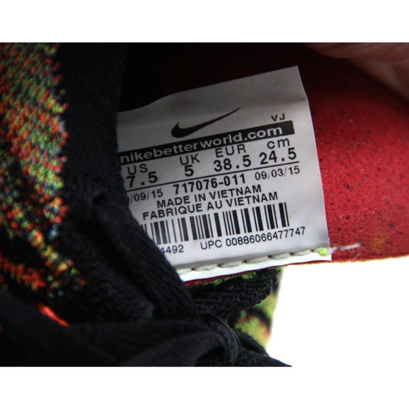 Nike Free 4.0 Flyknit Running Shoes Womens Sz 7.5 Multicolor Tie Dye 717076-011 - Picture 7 of 7